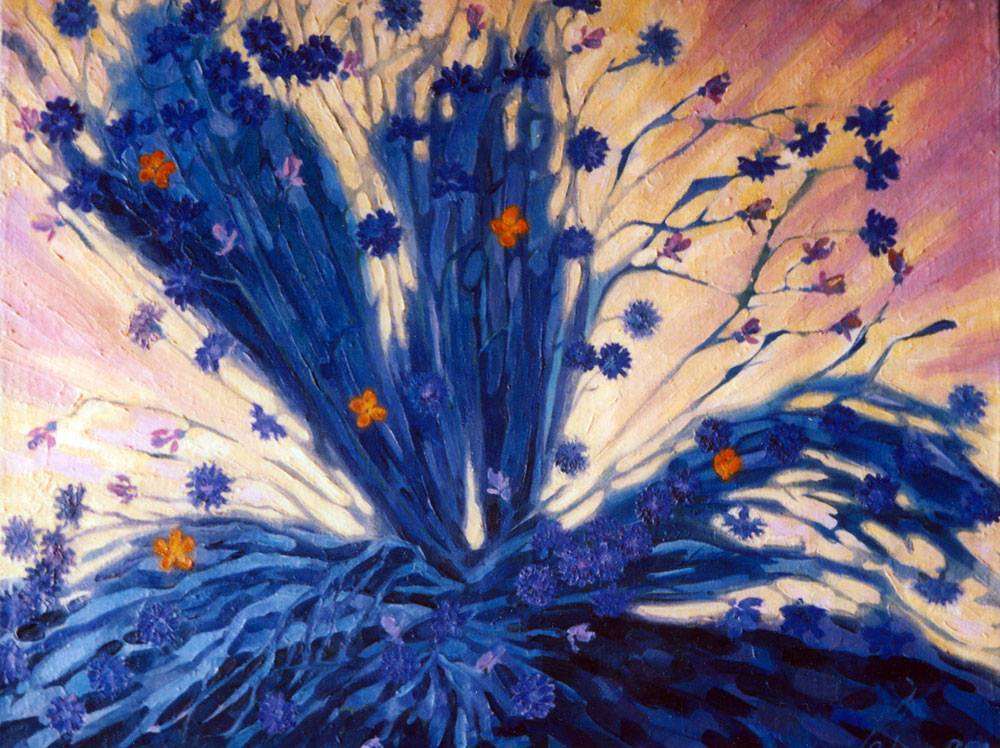 Голубые цветы, 2003, масло на холсте, 650х800mm